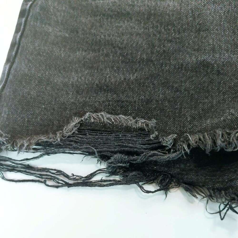 Zara High Rise Jean Shorts Size 8 Cutoff Distressed Button Fly Black - Picture 5 of 7